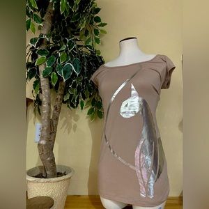 Baby Phat Women’s Y2K Longline Baby Pink T Shirt with Silver Logo